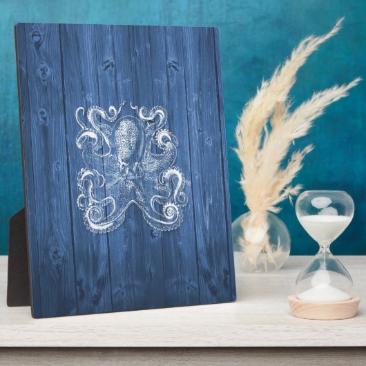 geweldige coole Antiek werking witte octopus Fotoplaat (Zijkant)