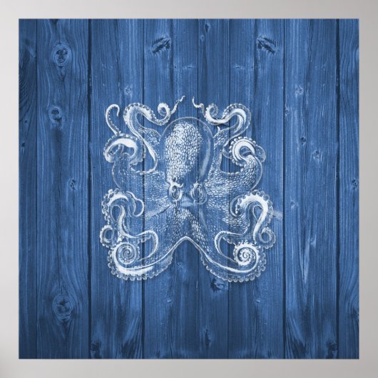geweldige coole Antiek werking witte octopus Poster (Voorkant)