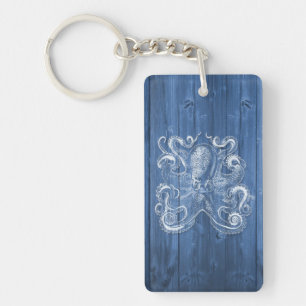 geweldige coole Antiek werking witte octopus Sleutelhanger
