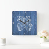geweldige coole Antiek werking witte octopus Vierkante Klok (Huis)