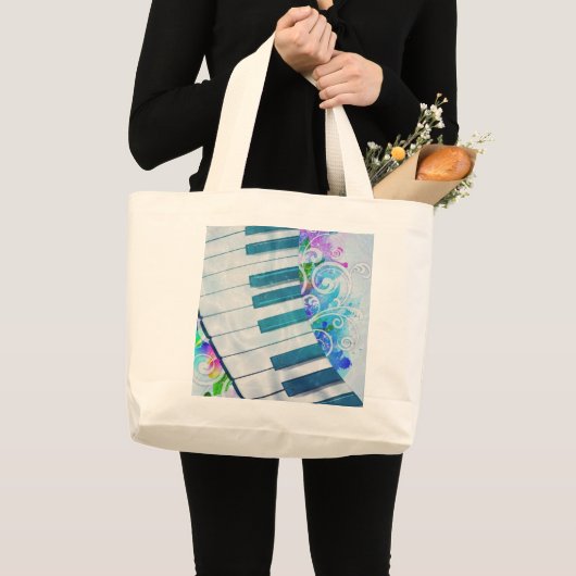 Geweldige, coole, blauwe, cirkelvormige lichteffec grote tote bag (Voorkant (product))