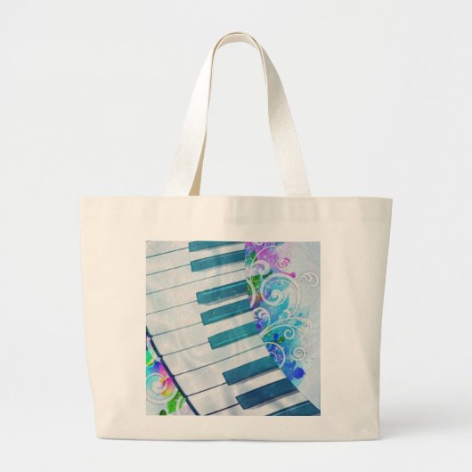 Geweldige, coole, blauwe, cirkelvormige lichteffec grote tote bag (Voorkant)