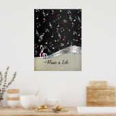 Geweldige coole "Music is Life" kleurrijke muziekn Poster (Keuken)