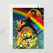 Geweldige coole muziekdanser silhouette guitar pla briefkaart (Voorkant / Achterkant)