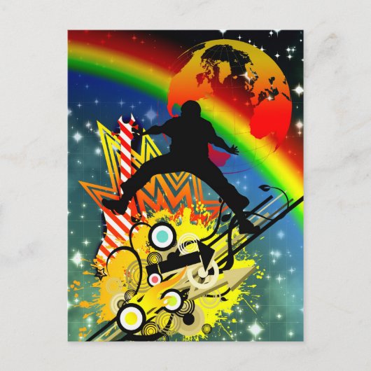 Geweldige coole muziekdanser silhouette guitar pla briefkaart (Voorkant)