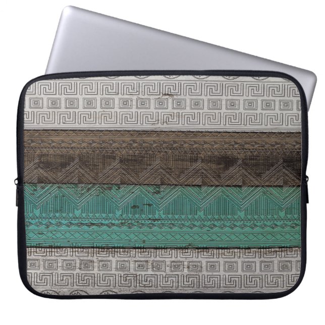 Geweldige coole trendy Aztec geometrisch patroon Laptop Sleeve (Voorkant)