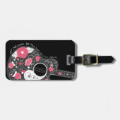 Geweldige coole trendy girale bloemen gitaar bagagelabel (Voorkant horizontaal)