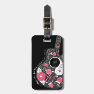 Geweldige coole trendy girale bloemen gitaar bagagelabel