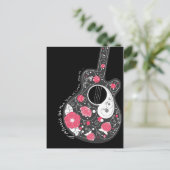 Geweldige coole trendy girale bloemen gitaar briefkaart (Staand voorkant)