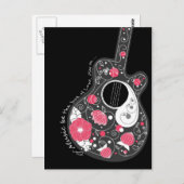 Geweldige coole trendy girale bloemen gitaar briefkaart (Voorkant / Achterkant)