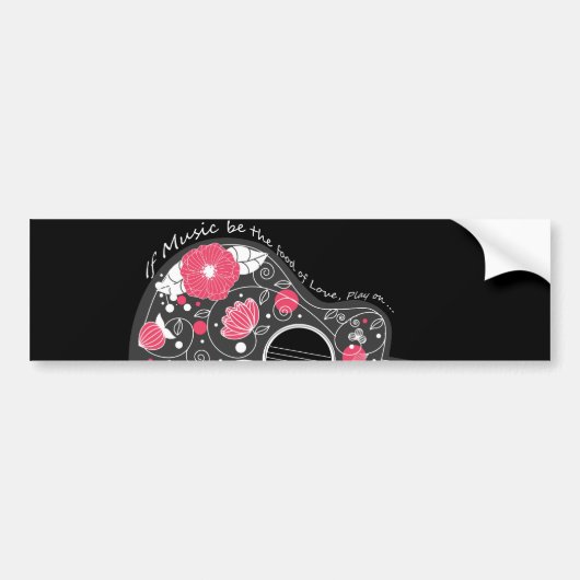 Geweldige coole trendy girale bloemen gitaar bumpersticker (Voorkant)