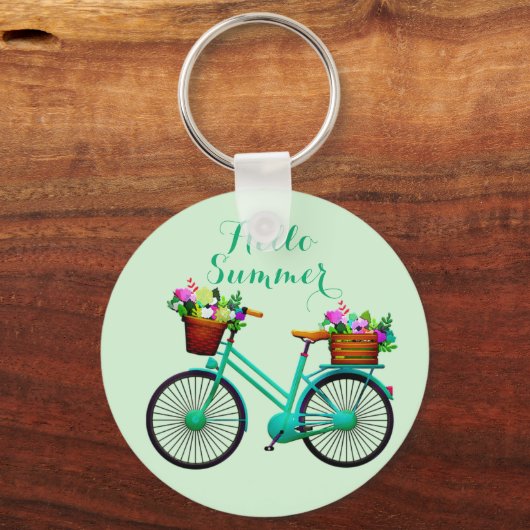 Geweldige coole, verbluffende groene fietsenbloeme sleutelhanger (Voorkant)