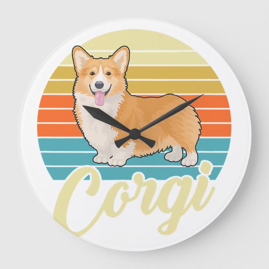 Geweldige Corgi 1970s  Retro Grote Klok (Voorkant)