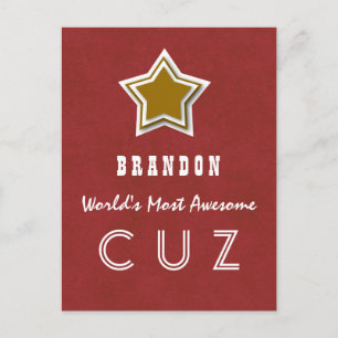 Geweldige COUSIN Red en GOLD Star B40Z Briefkaart