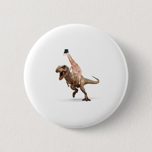 Geweldige Crazy Giraffe Top Hat T-Rex - Mannen_Vro Ronde Button 5,7 Cm (Voorkant)