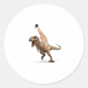 Geweldige Crazy Giraffe Top Hat T-Rex - Mannen_Vro Ronde Sticker