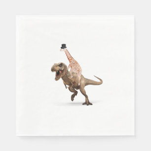 Geweldige Crazy Giraffe Top Hat T-Rex - Mannen_Vro Servet