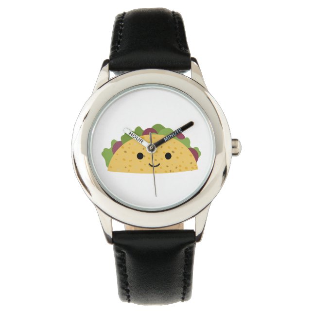 Geweldige Cute Cartoon Kawaii Smiling Taco Horloge (Voorkant)