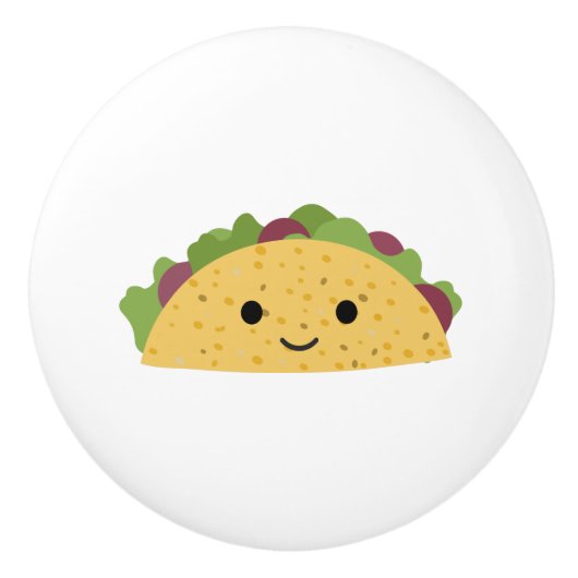 Geweldige Cute Cartoon Kawaii Smiling Taco Keramische Knop (Voorkant)