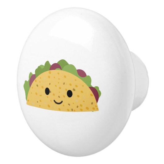 Geweldige Cute Cartoon Kawaii Smiling Taco Keramische Knop (Rechts)