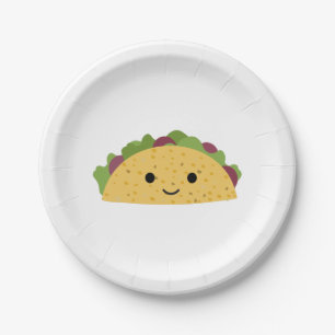 Geweldige Cute Cartoon Kawaii Smiling Taco Papieren Bordje