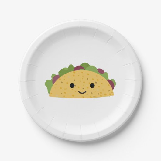 Geweldige Cute Cartoon Kawaii Smiling Taco Papieren Bordje (Voorkant)
