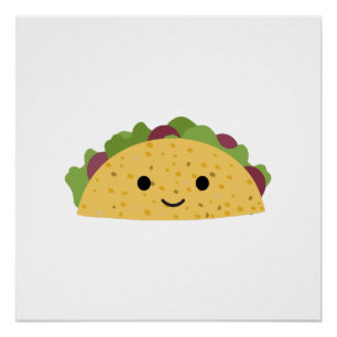 Geweldige Cute Cartoon Kawaii Smiling Taco Perfect Poster