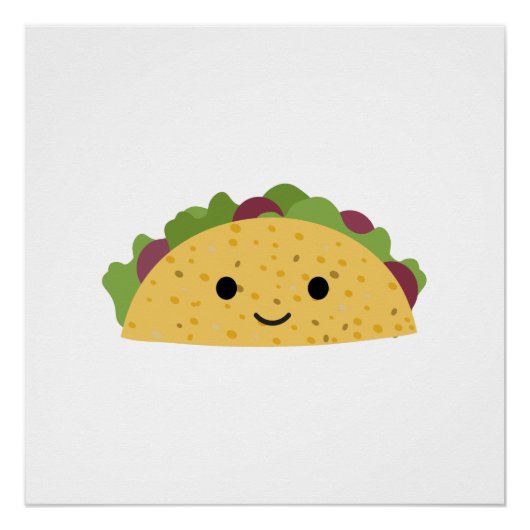 Geweldige Cute Cartoon Kawaii Smiling Taco Perfect Poster (Voorkant)