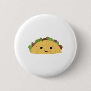Geweldige Cute Cartoon Kawaii Smiling Taco Ronde Button 5,7 Cm