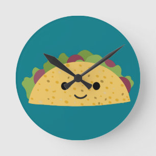 Geweldige Cute Cartoon Kawaii Smiling Taco Ronde Klok