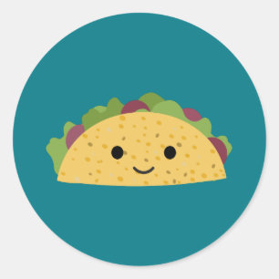 Geweldige Cute Cartoon Kawaii Smiling Taco Ronde Sticker
