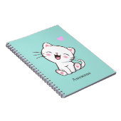 Geweldige Cute Kitty Kat op Licht Teal Notitieboek (Rechterzijde)