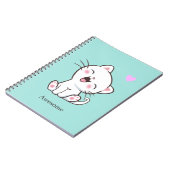 Geweldige Cute Kitty Kat op Licht Teal Notitieboek (Linkerzijde)