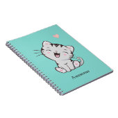 Geweldige Cute Kitty Kat op Lichtblauw Notitieboek (Rechterzijde)