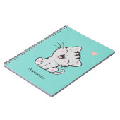 Geweldige Cute Kitty Kat op Lichtblauw Notitieboek (Linkerzijde)