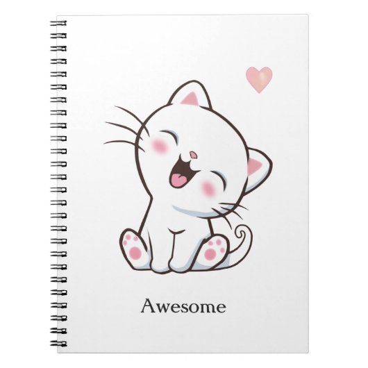 Geweldige Cute Kitty Kat op Witte Notitieboek (Voorkant)