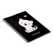 Geweldige Cute Kitty Kat op Zwart Notitieboek (Rechterzijde)