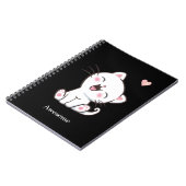 Geweldige Cute Kitty Kat op Zwart Notitieboek (Linkerzijde)