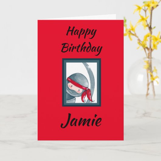 Geweldige Cute Ninja Kaart (Gele Bloem)