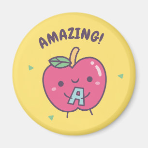 Geweldige Cute Rode Appel Met Alfabet A, Motivatie Magneet