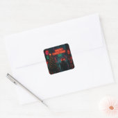 Geweldige cyberpunk kerststraat vierkante sticker (Envelop)