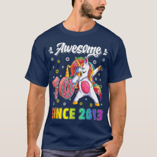 Geweldige Dabbing Unicorn Birthday 10-jarig meisje T-shirt
