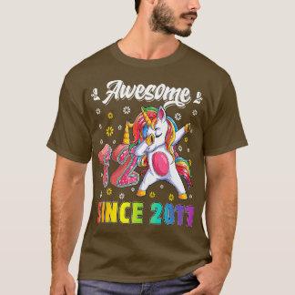 Geweldige Dabbing Unicorn Birthday 12-jarig meisje T-shirt