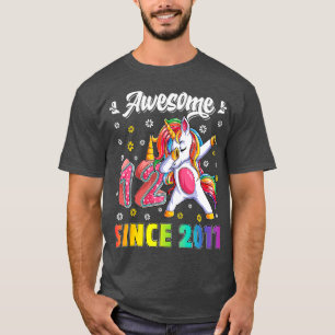 Geweldige Dabbing Unicorn Birthday 12-jarig meisje T-shirt