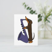 Geweldige Dachshund Dog-spelsaxofone Briefkaart (Staand voorkant)