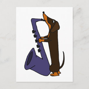 Geweldige Dachshund Dog-spelsaxofone Briefkaart