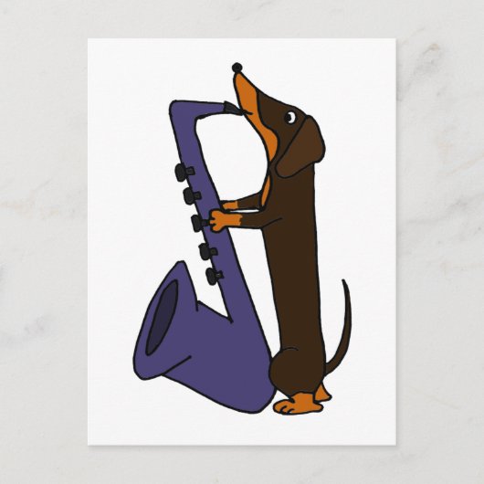 Geweldige Dachshund Dog-spelsaxofone Briefkaart (Voorkant)