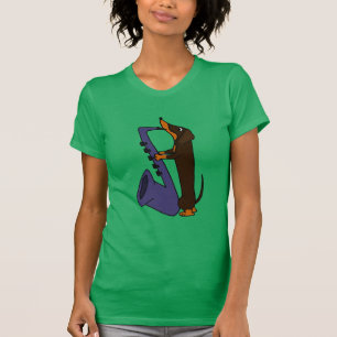 Geweldige Dachshund Dog-spelsaxofone T-shirt