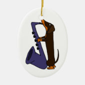 Geweldige Dachshund Dog-spelsaxofoon Keramisch Ornament (Voorkant)