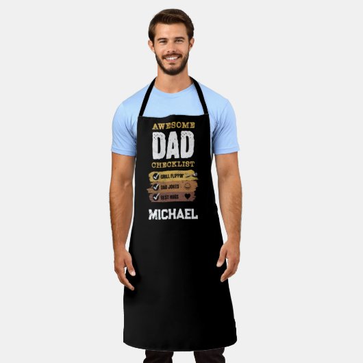 Geweldige Dad Checklist Aangepaste naam Gepersonal Schort (Gedragen)